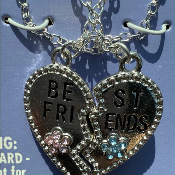 Claire’s Best Friends Silver-tone Split Heart Pendant Necklace -2 Pack Set - Picture 4 of 8